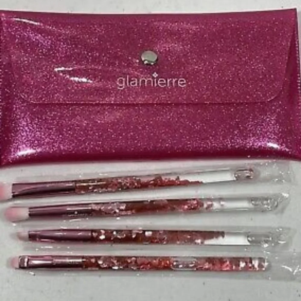 glamierre - Pink Glittery Eye Makeup Brush Set (4)